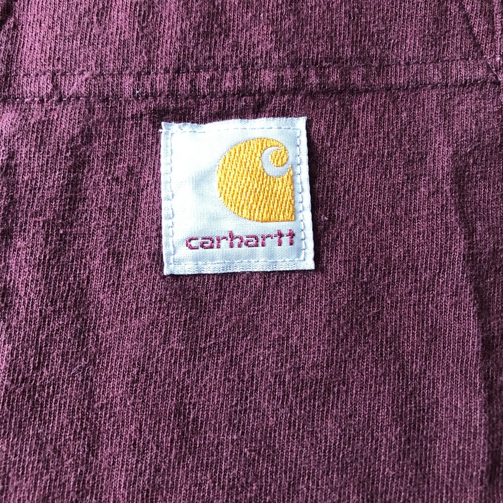 Men’s Carhartt Maroon Long Sleeve Cotton Tee Logo Loose Fit ‘True to This’ - Picture 2 of 7